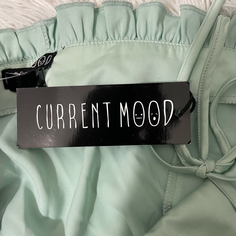 CURRENT MOOD Anything Could Happen Lace Up Ruffle Bustier Tank Top Mint Green M - Picture 9 of 11